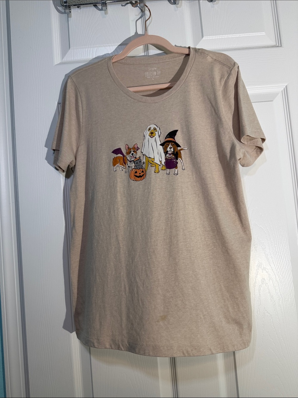 J. Crew Beige Graphic Halloween Dog Tee